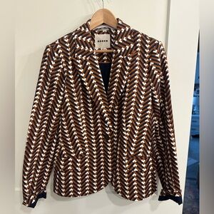 Boden Geometric Navy, Caramel, and Ivory Blazer